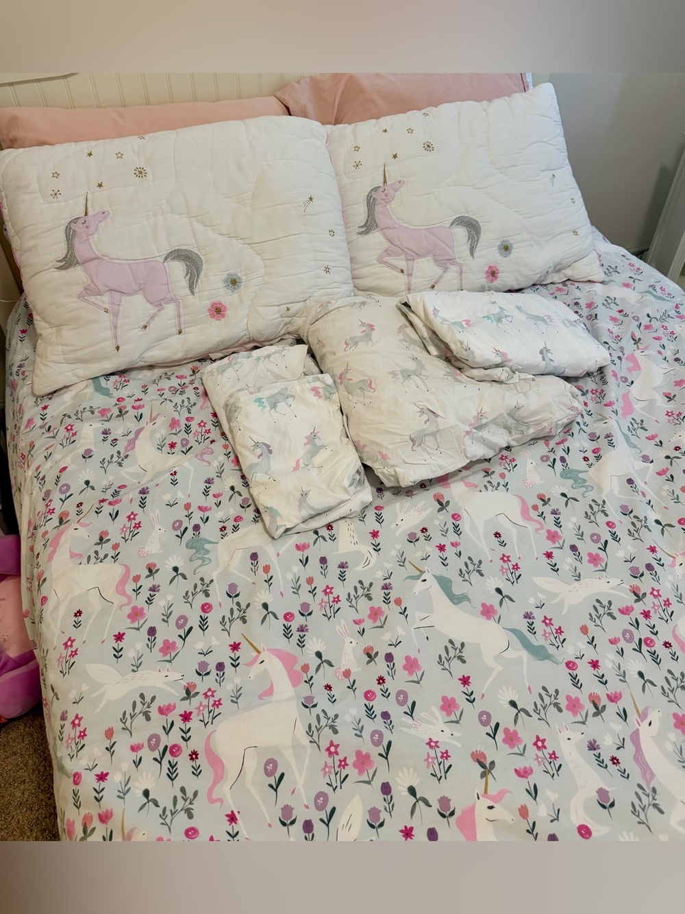 Pottery Barn Kids Mystical Unicorn Organic Cotton Full/Queen Duvet Cover Bedding